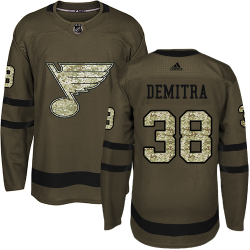 Adidas Blues #38 Pavol Demitra Green Salute to Service Stitched NHL Jersey - Click Image to Close